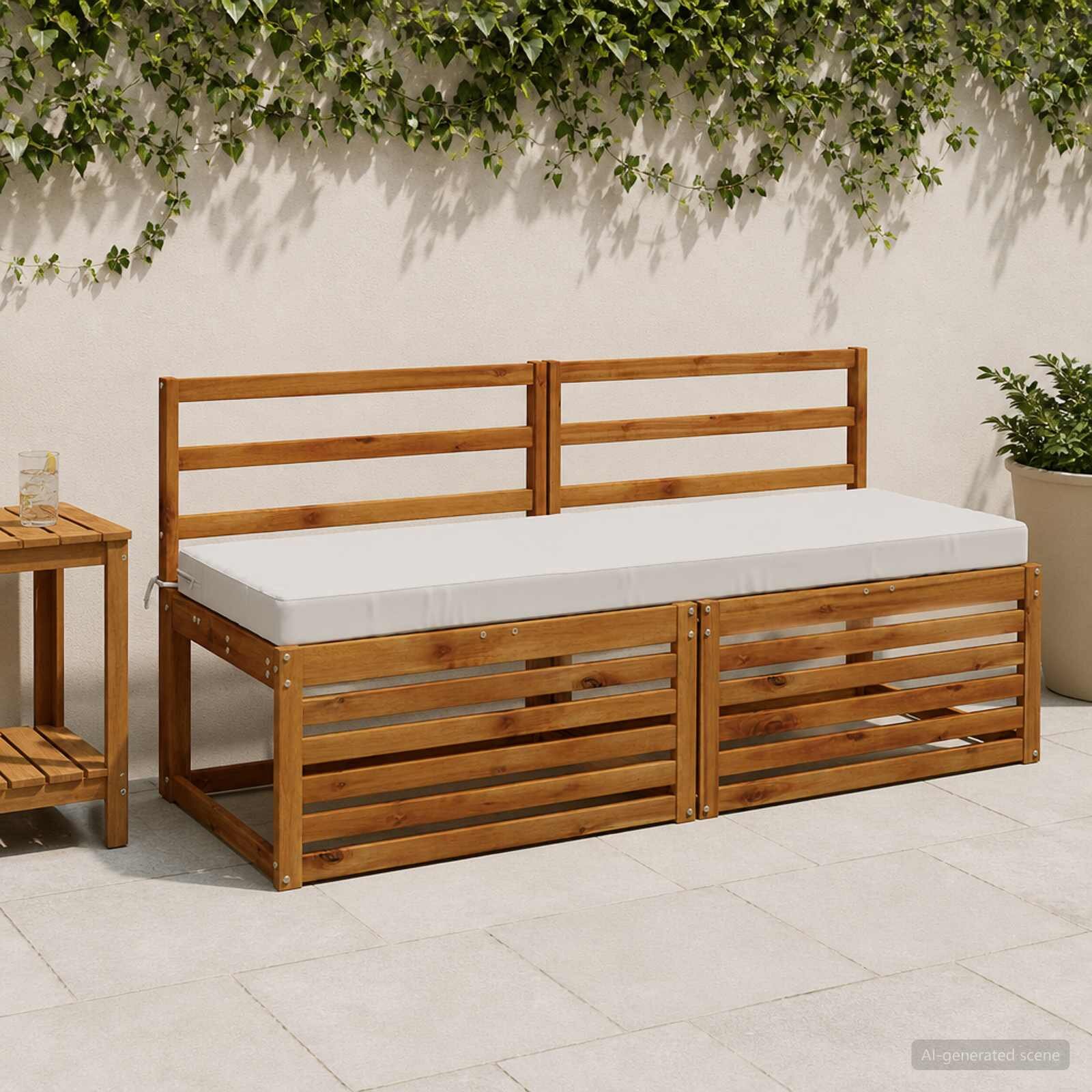 vidaXL Възглавница за пейка SOEST 100% полиестер Бяло 140 x 50 x 8 см