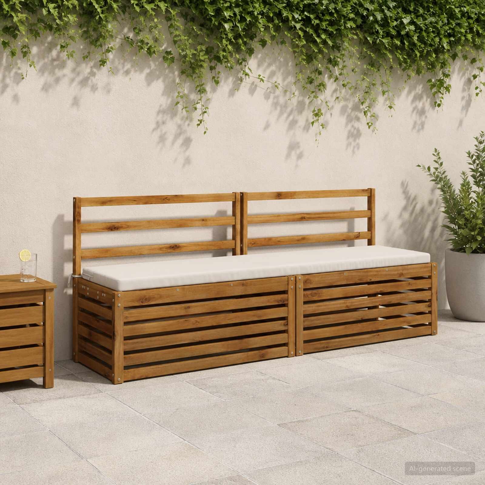 vidaXL Възглавница за пейка SOEST 100% полиестер Бяло 180 x 40 x 5 см