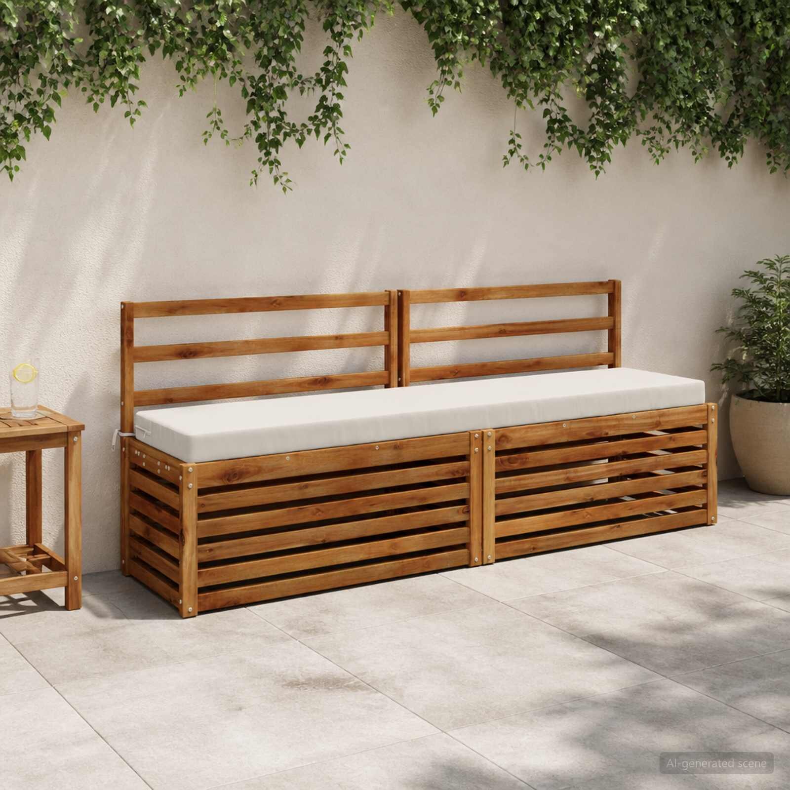 vidaXL Възглавница за пейка SOEST 100% полиестер Бяло 180 x 40 x 8 см