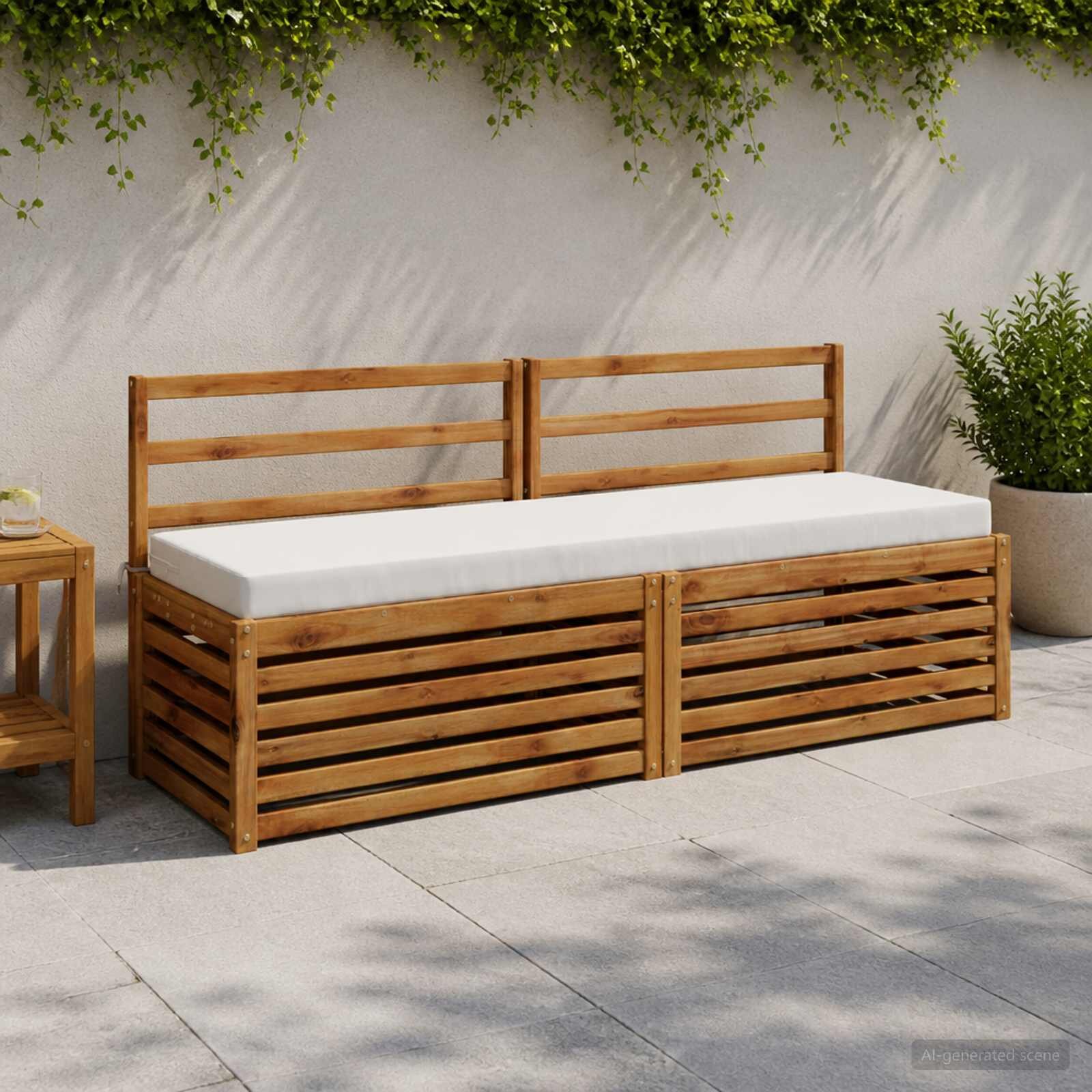 vidaXL Възглавница за пейка SOEST 100% полиестер Бяло 200 x 40 x 8 см