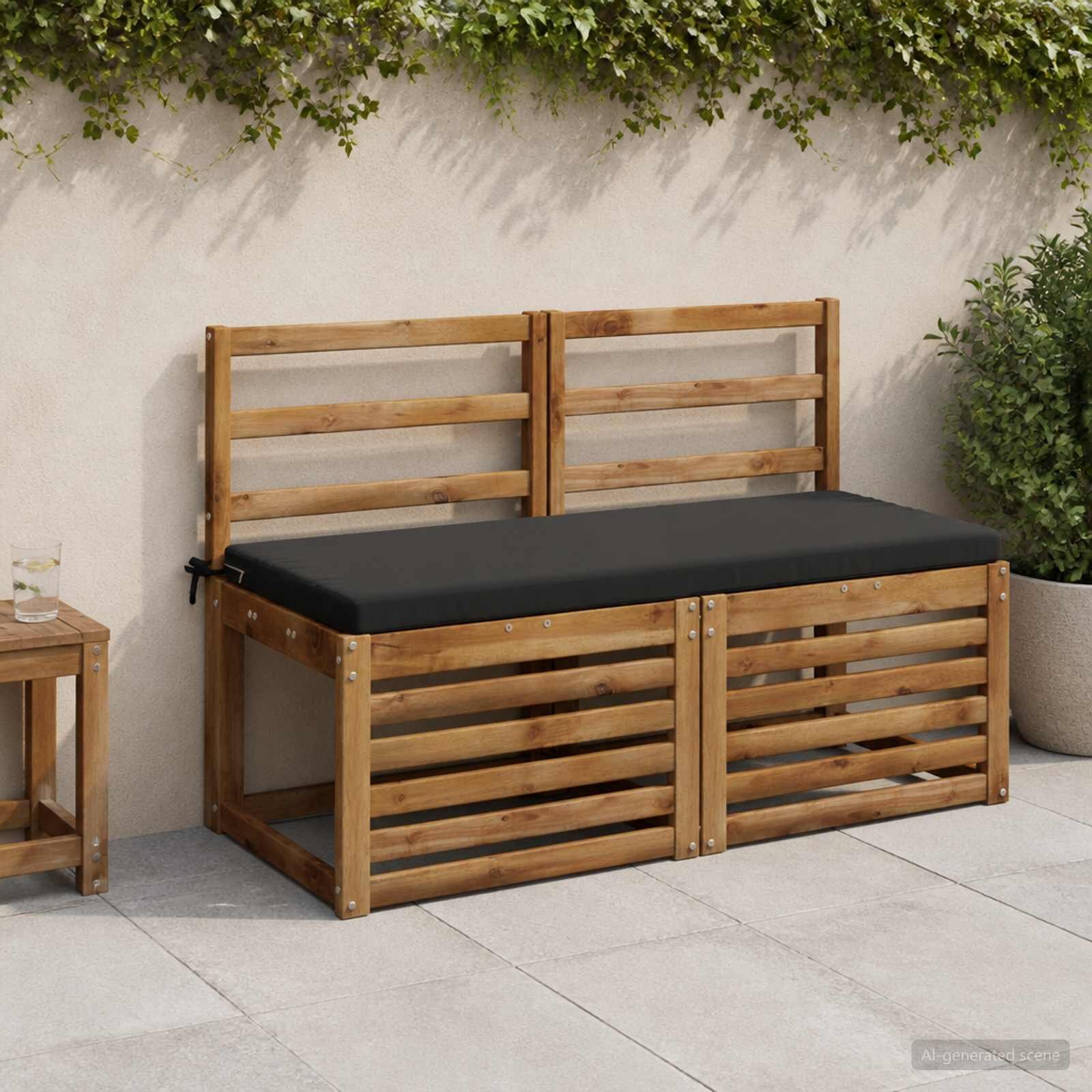 vidaXL Възглавница за пейка SOEST 100% полиестер Черно 110 x 50 x 5 см