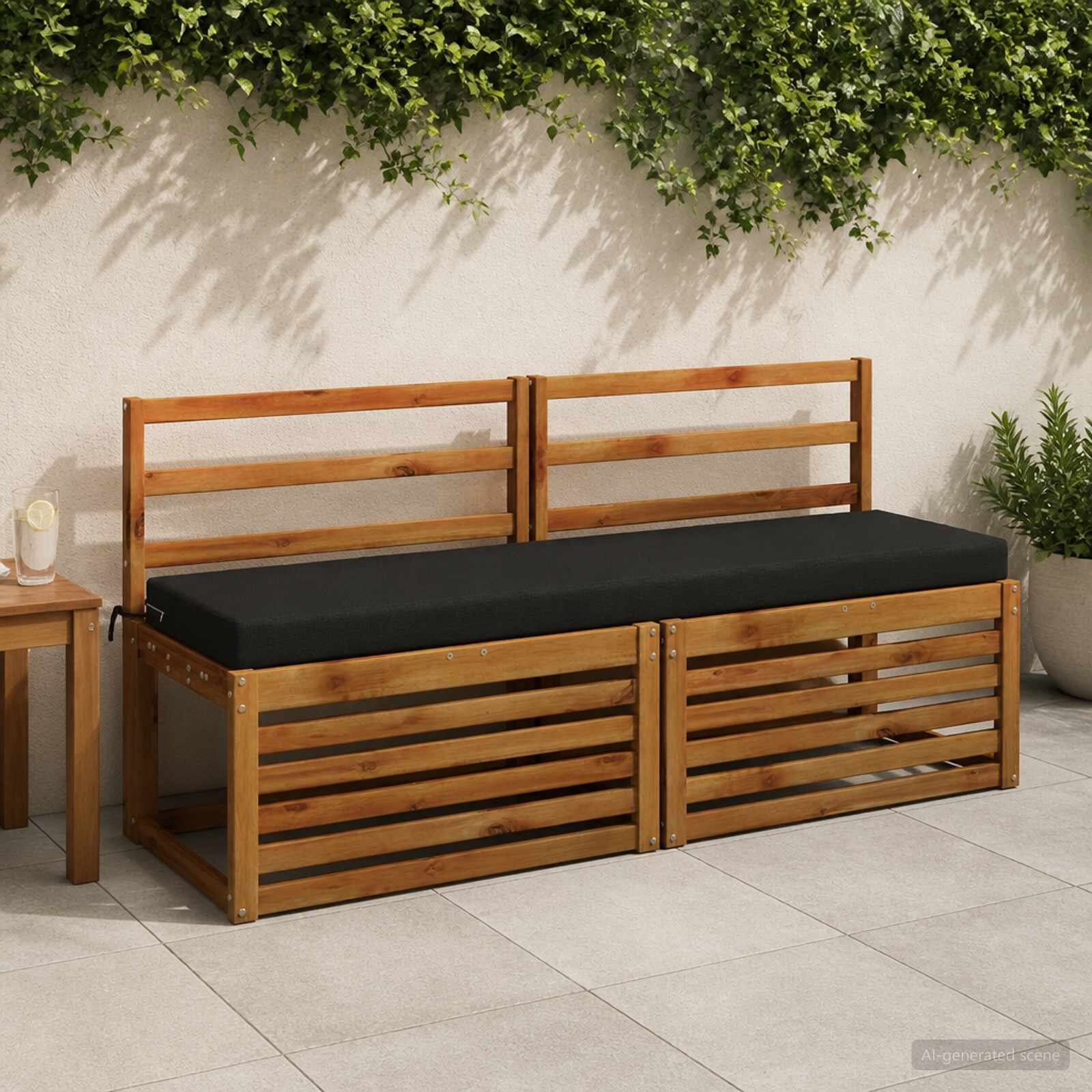 vidaXL Възглавница за пейка SOEST 100% полиестер Черно 140 x 40 x 8 см