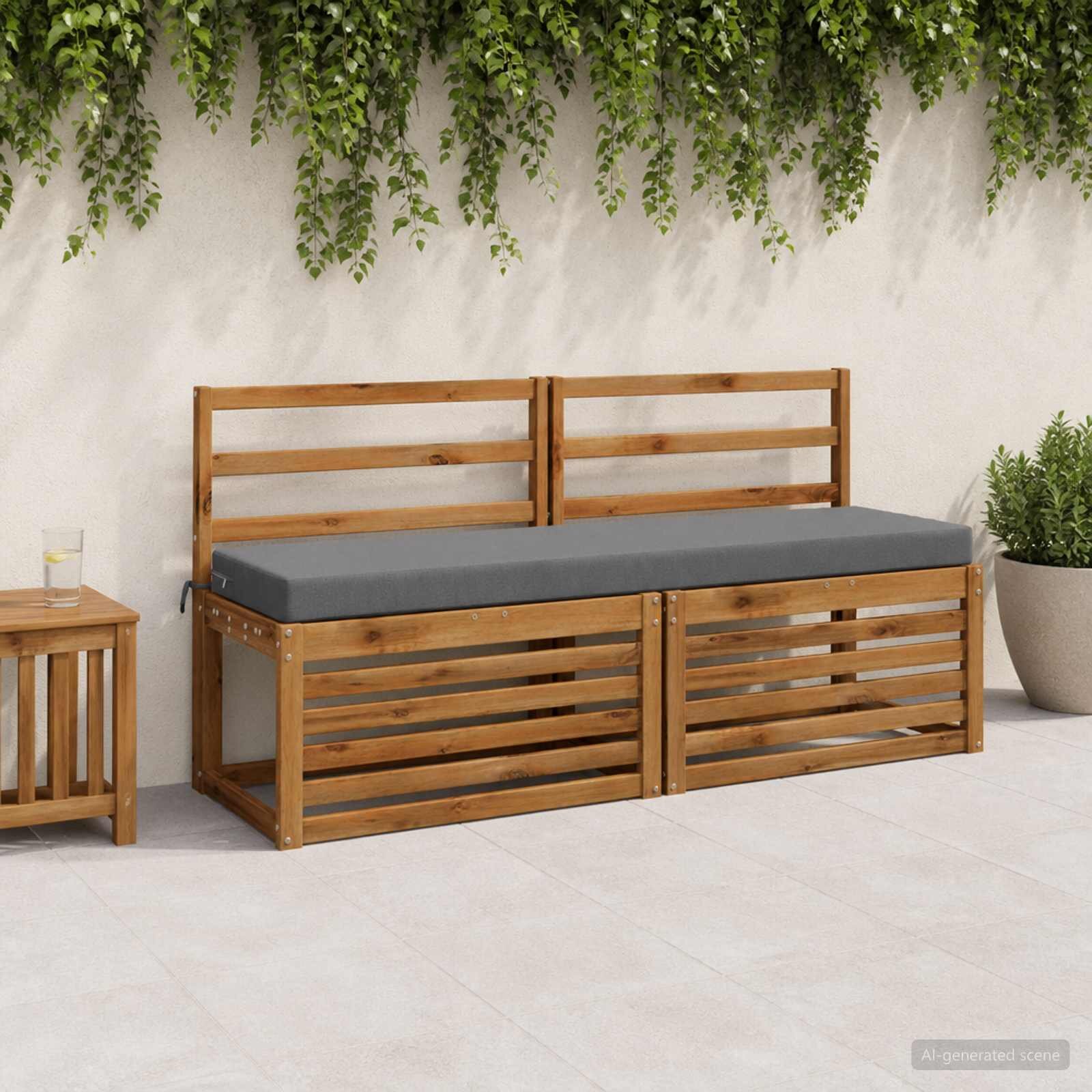 vidaXL Възглавница за пейка SOEST 100% полиестер Синьо 140 x 40 x 8 см
