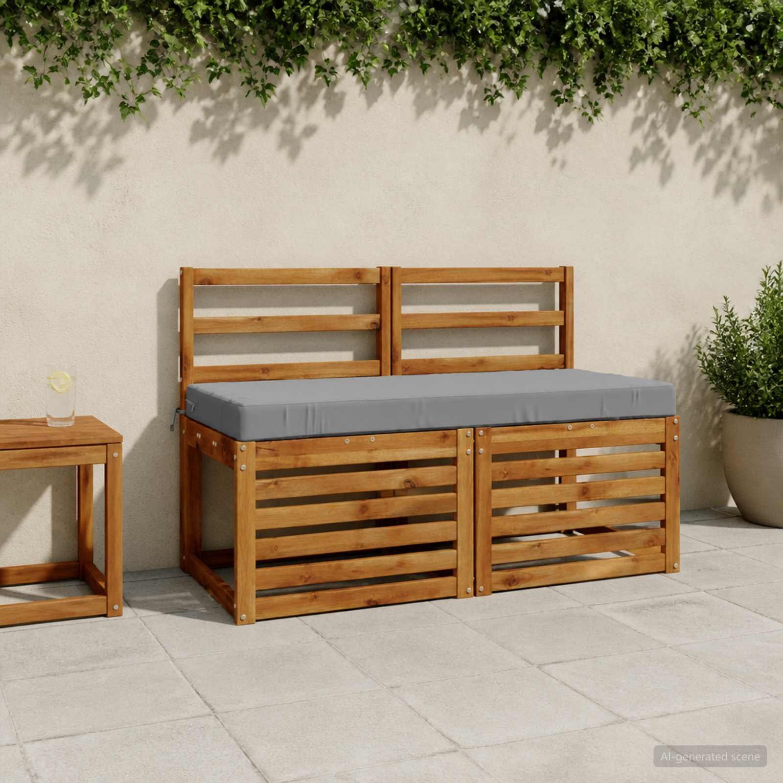 vidaXL Възглавница за пейка SOEST 100% полиестер Сиво 110 x 50 x 8 см