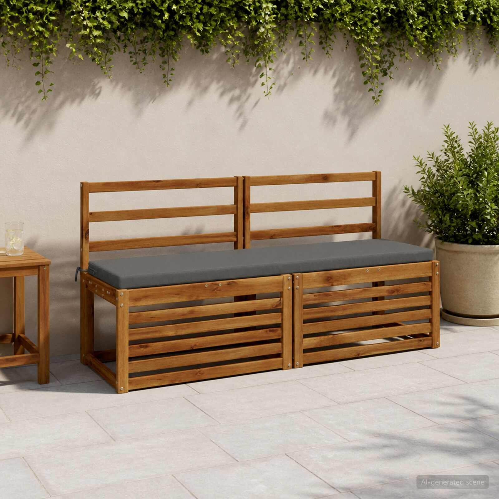 vidaXL Възглавница за пейка SOEST 100% полиестер Сиво 140 x 40 x 5 см