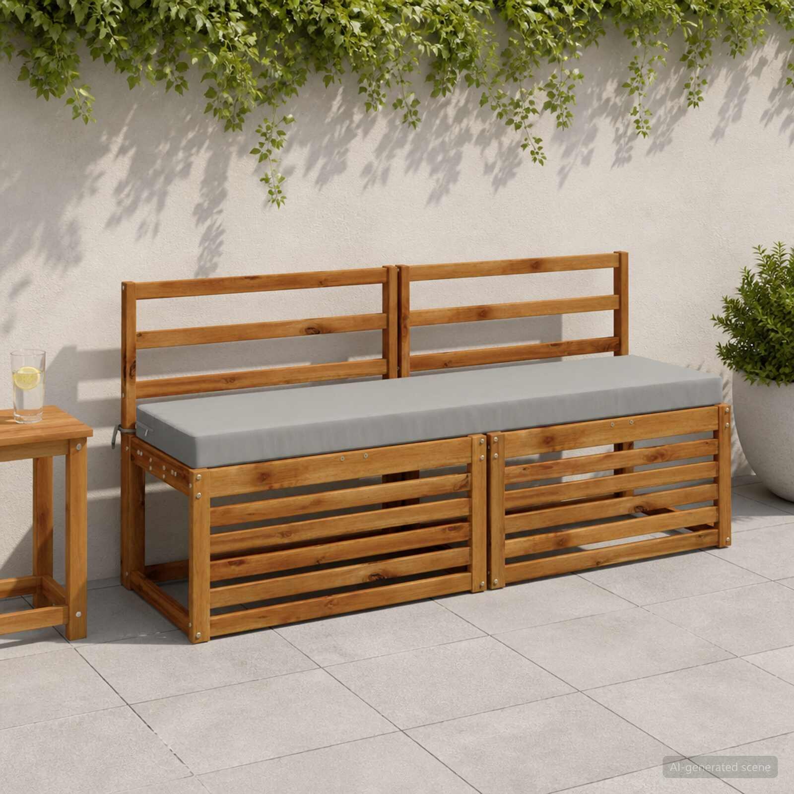 vidaXL Възглавница за пейка SOEST 100% полиестер Сиво 140 x 40 x 8 см
