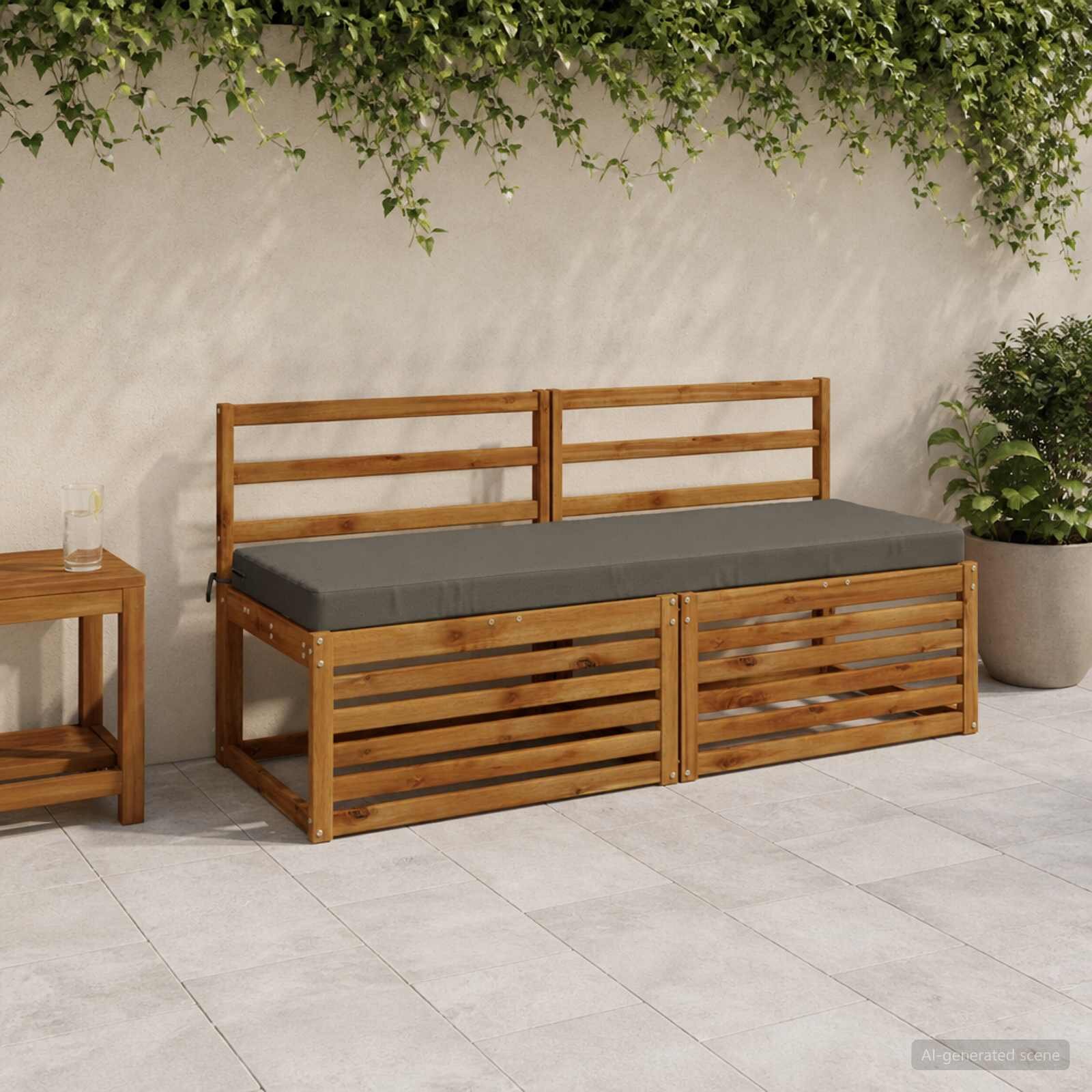 vidaXL Възглавница за пейка SOEST 100% полиестер Сиво 150 x 50 x 8 см