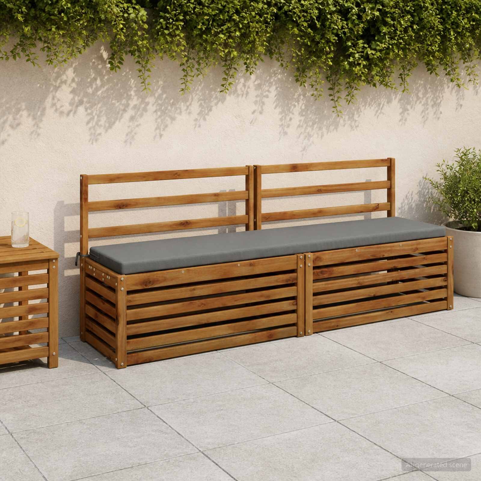vidaXL Възглавница за пейка SOEST 100% полиестер Сиво 170 x 40 x 5 см