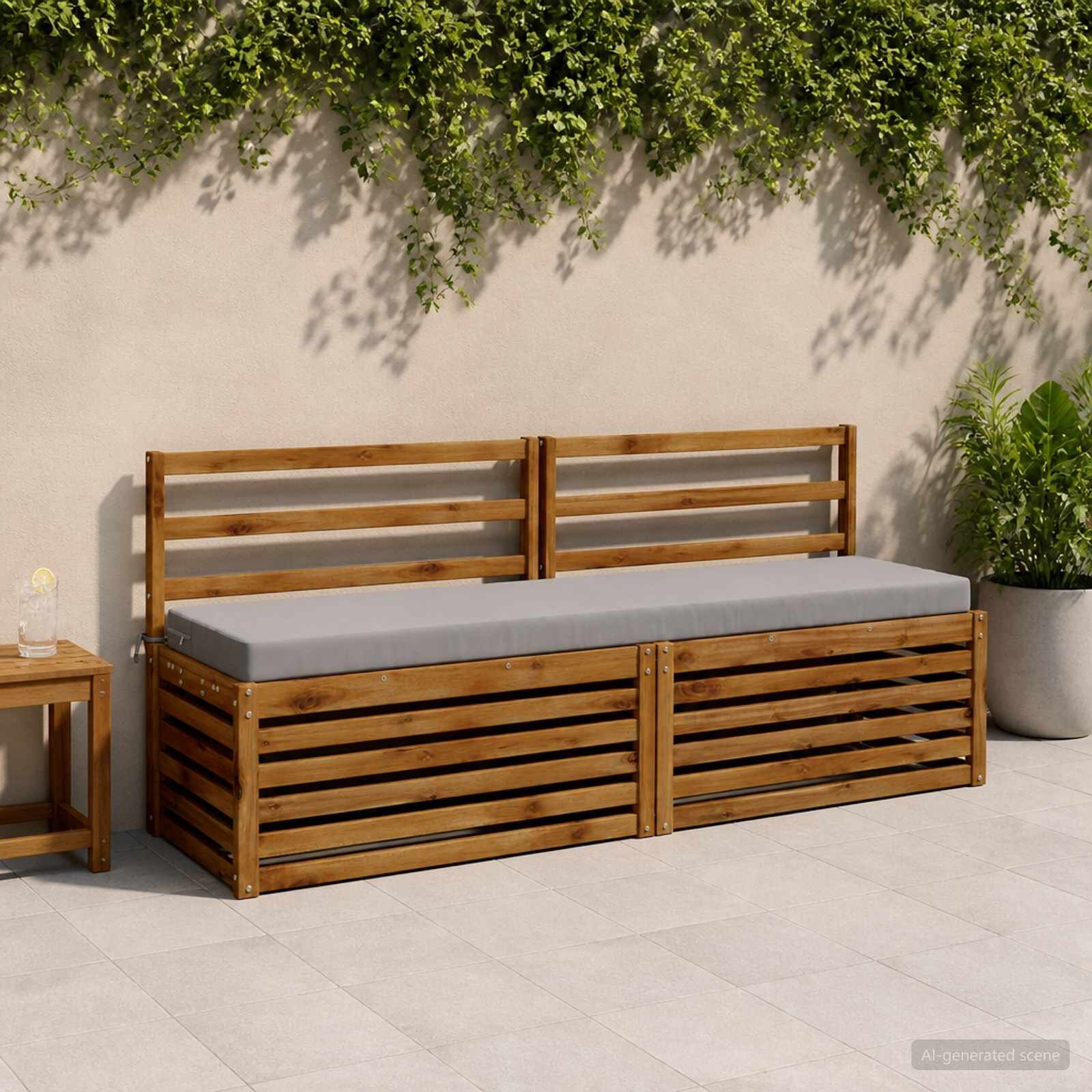 vidaXL Възглавница за пейка SOEST 100% полиестер Сиво 200 x 40 x 8 см