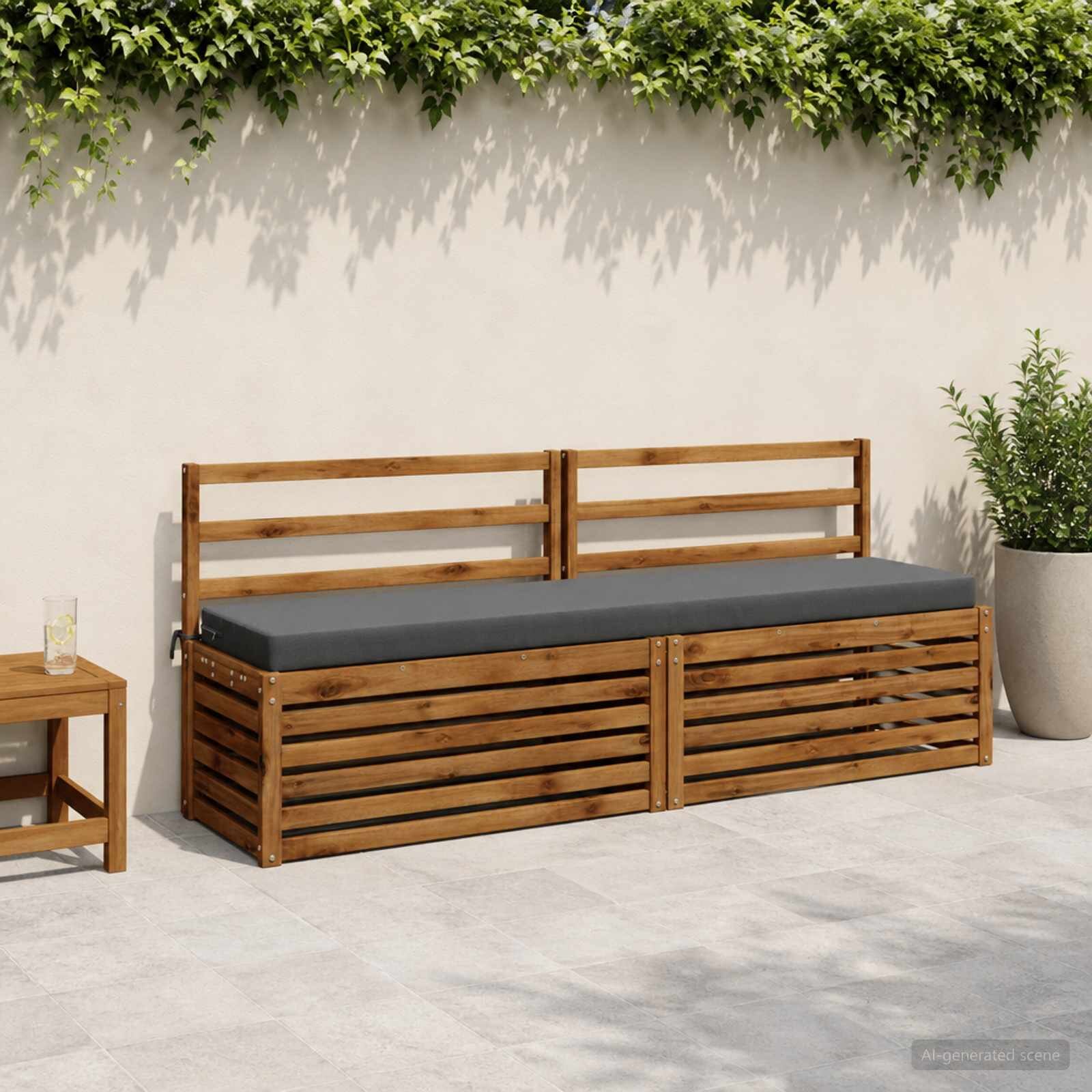 vidaXL Възглавница за пейка SOEST 100% полиестер Сиво 200 x 40 x 8 см