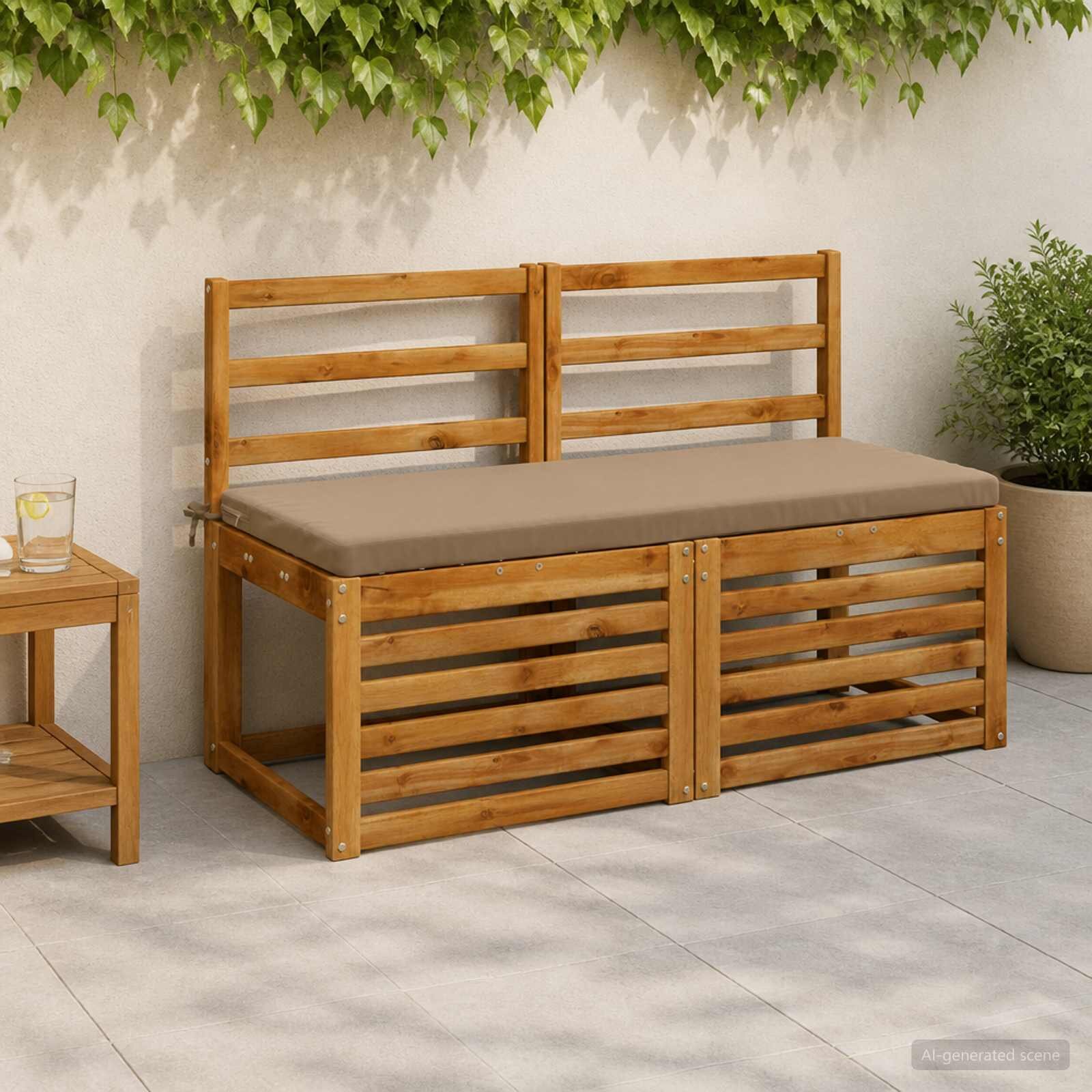 vidaXL Възглавница за пейка SOEST 100% полиестер Таупе 110 x 50 x 5 см