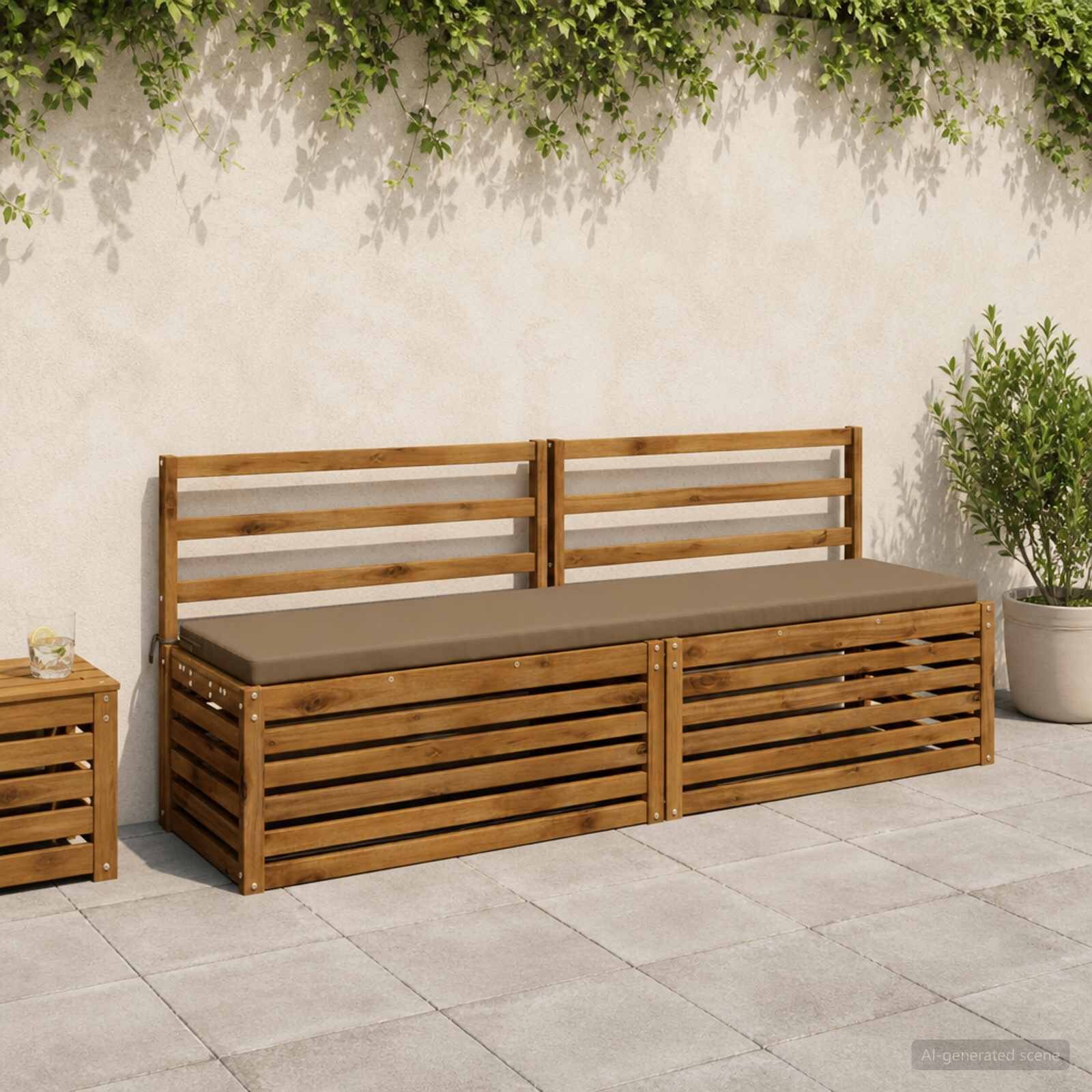 vidaXL Възглавница за пейка SOEST 100% полиестер Таупе 180 x 40 x 5 см