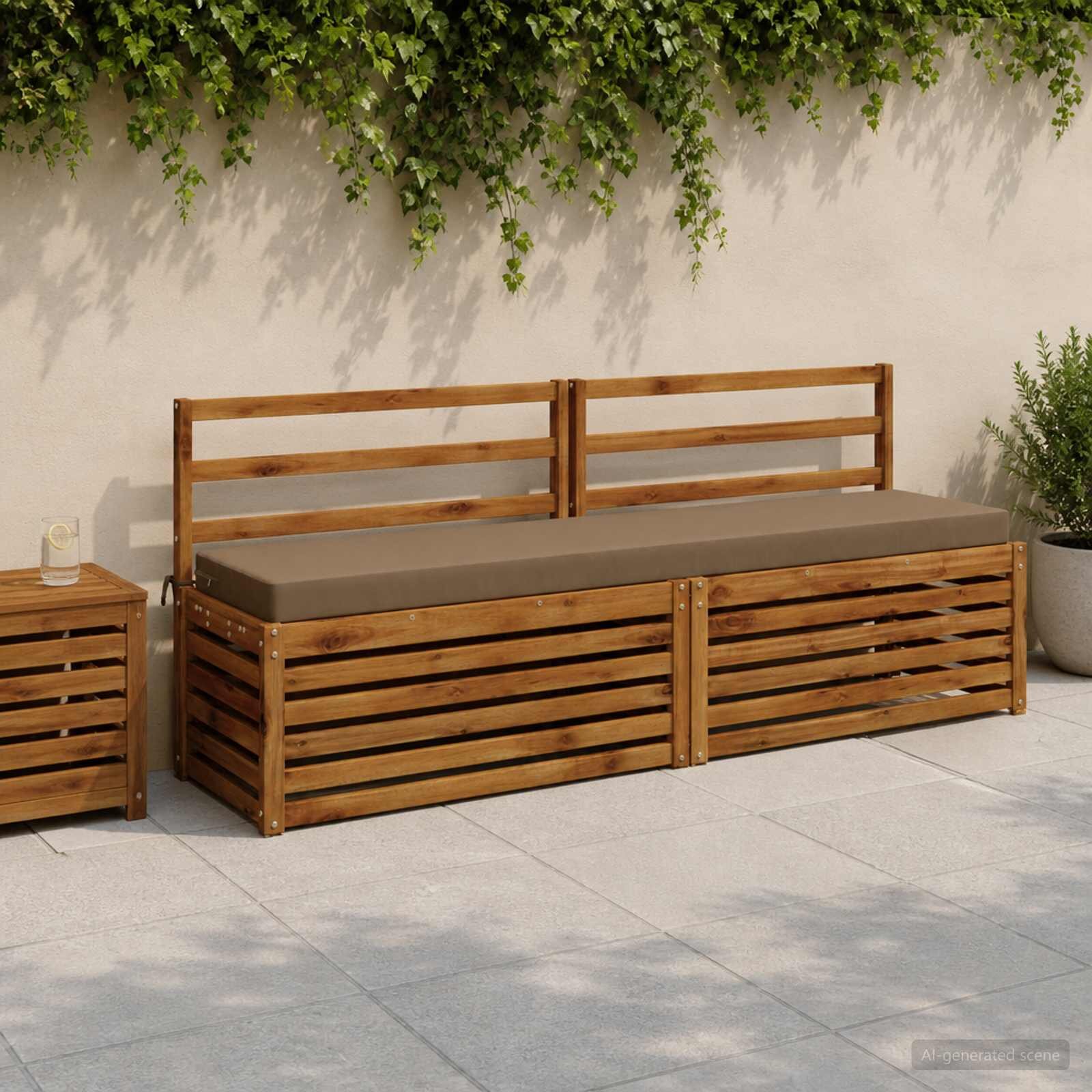 vidaXL Възглавница за пейка SOEST 100% полиестер Таупе 200 x 40 x 8 см