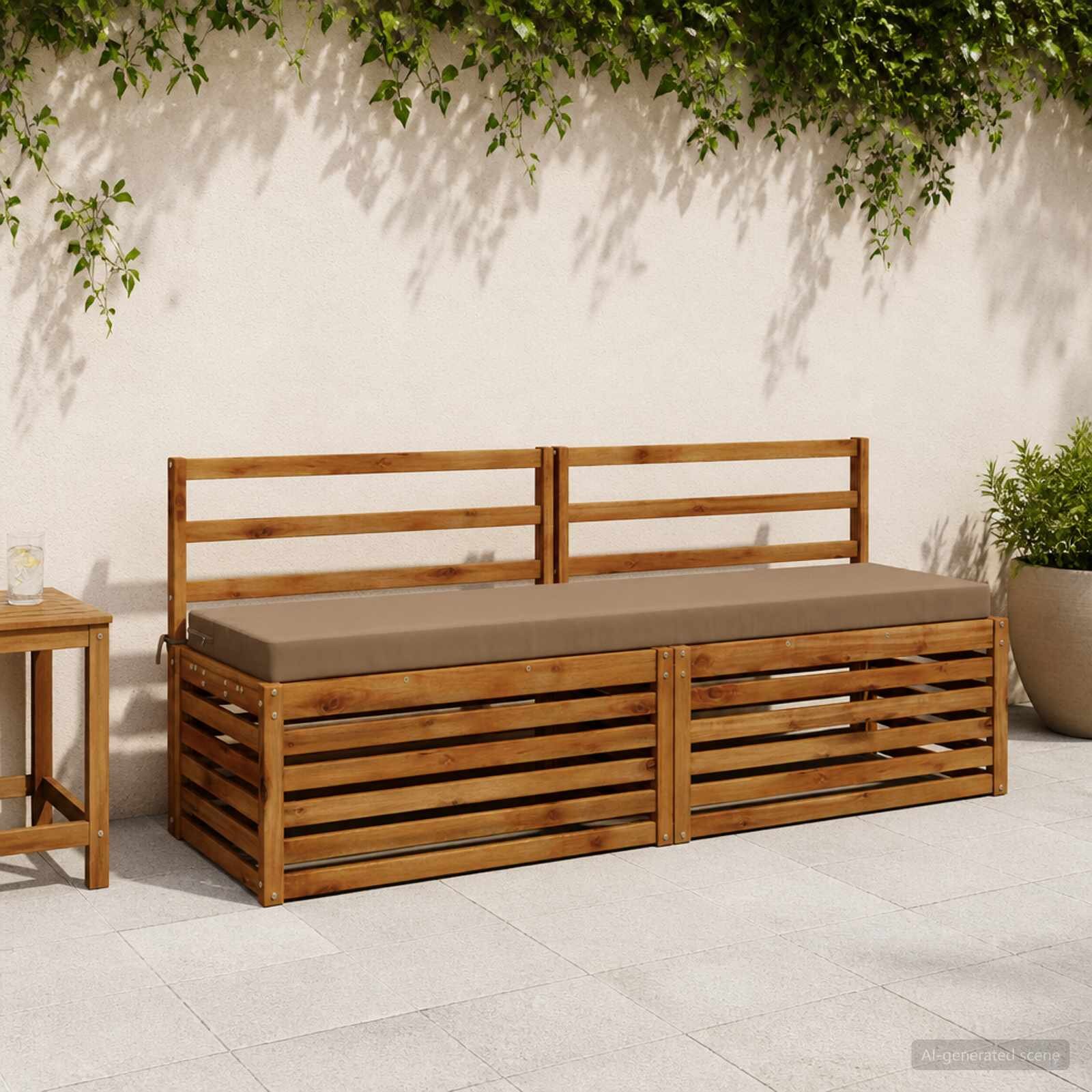 vidaXL Възглавница за пейка SOEST 100% полиестер Таупе 200 x 40 x 8 см
