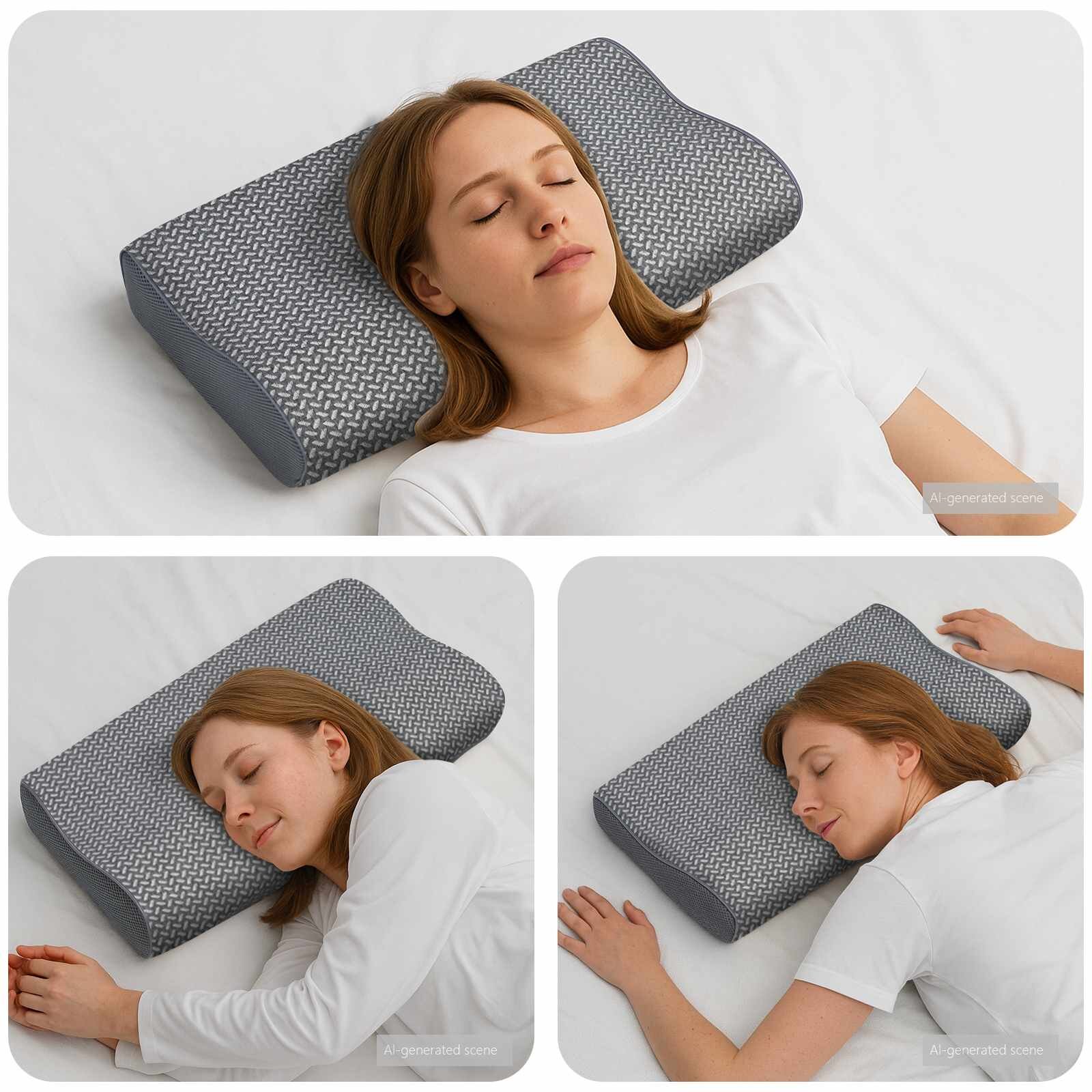 vidaXL Възглавница за врат Сиво Мемори пяна 59 x 34 x 12 см