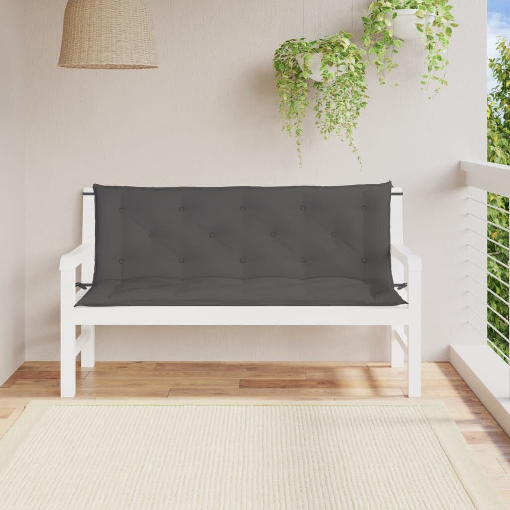 vidaXL Възглавници за градински пейки 2 бр антрацит 150x50x7 см плат