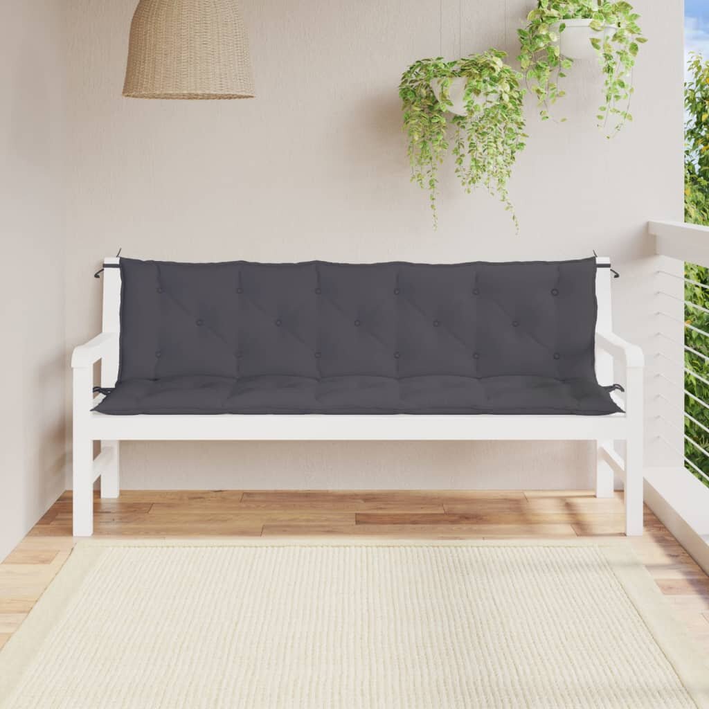 vidaXL Възглавници за градински пейки 2 бр антрацит 180x50x7 см плат