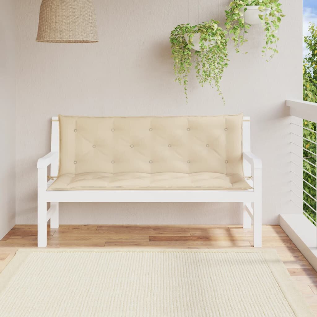 vidaXL Възглавници за градински пейки 2 бр Бежово 150x50x7 см плат