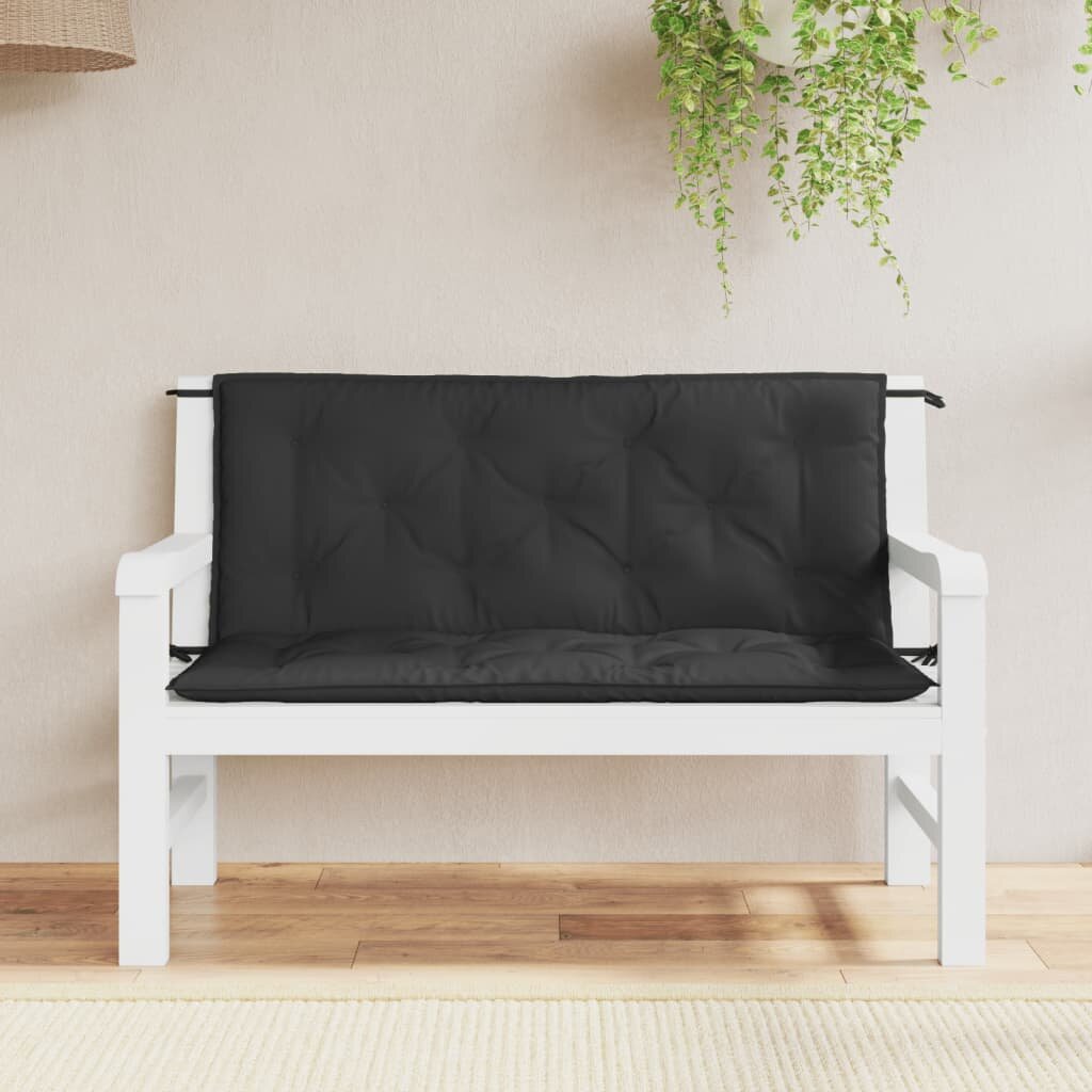 vidaXL Възглавници за градински пейки 2 бр черно 120x50x7 см плат