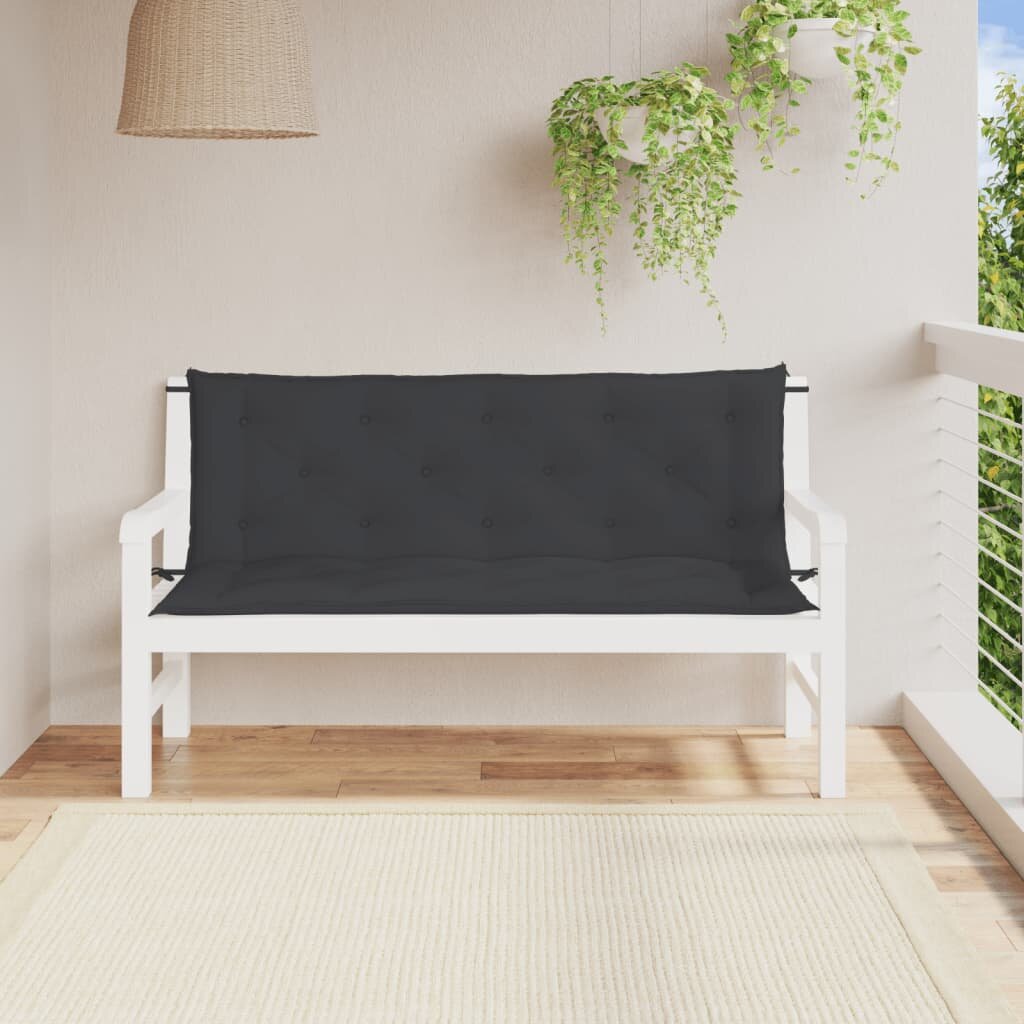 vidaXL Възглавници за градински пейки 2 бр черно 150x50x7 см плат