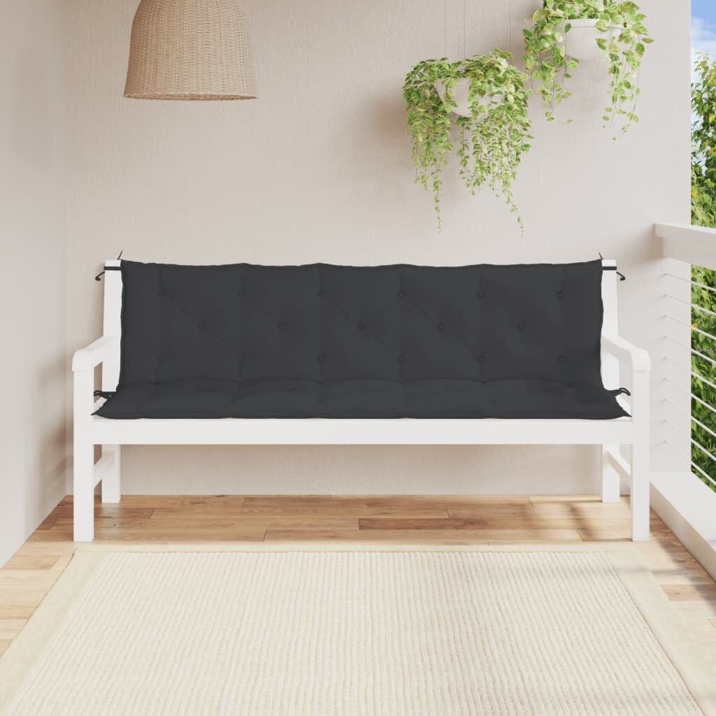 vidaXL Възглавници за градински пейки 2 бр черно 180x50x7 см плат