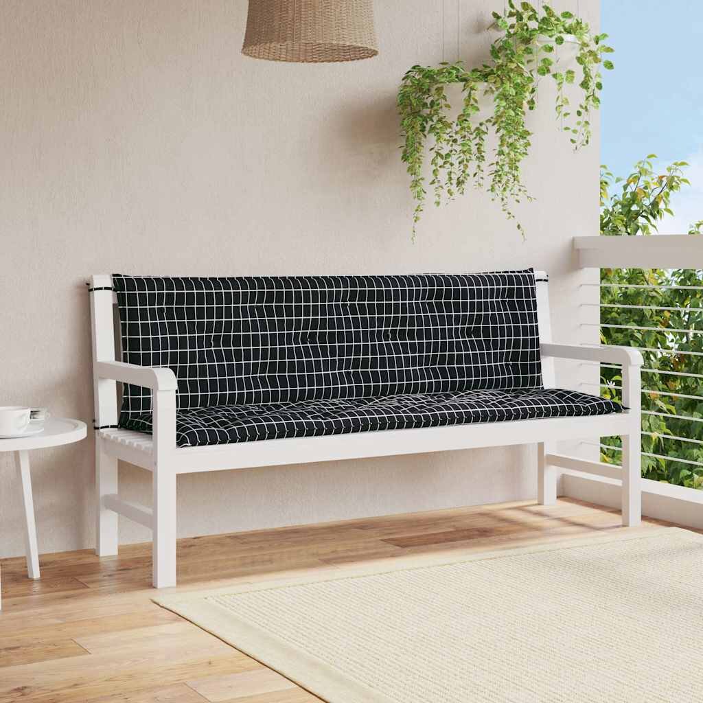 vidaXL Възглавници за градински пейки 2 бр черно каре 150x50x7 см плат