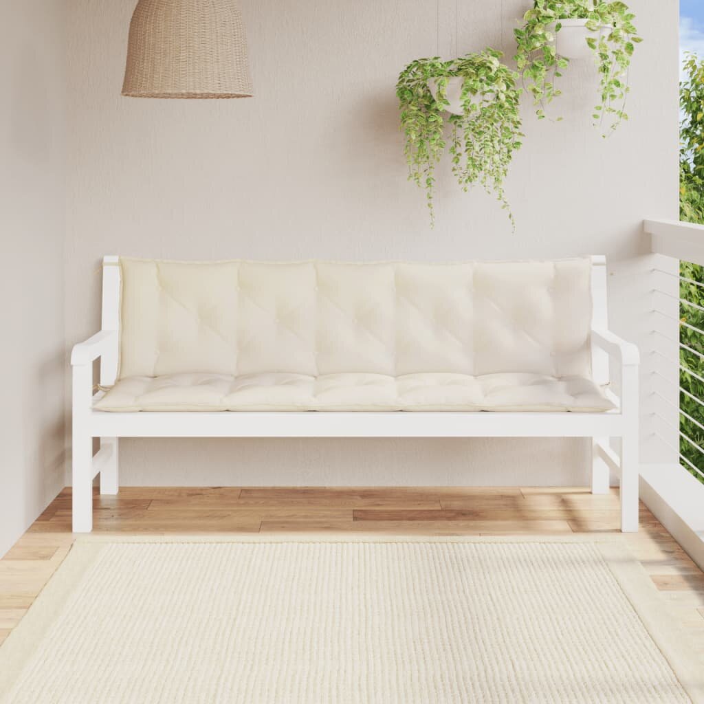 vidaXL Възглавници за градински пейки 2 бр Кремавобял 180x50x7 см плат