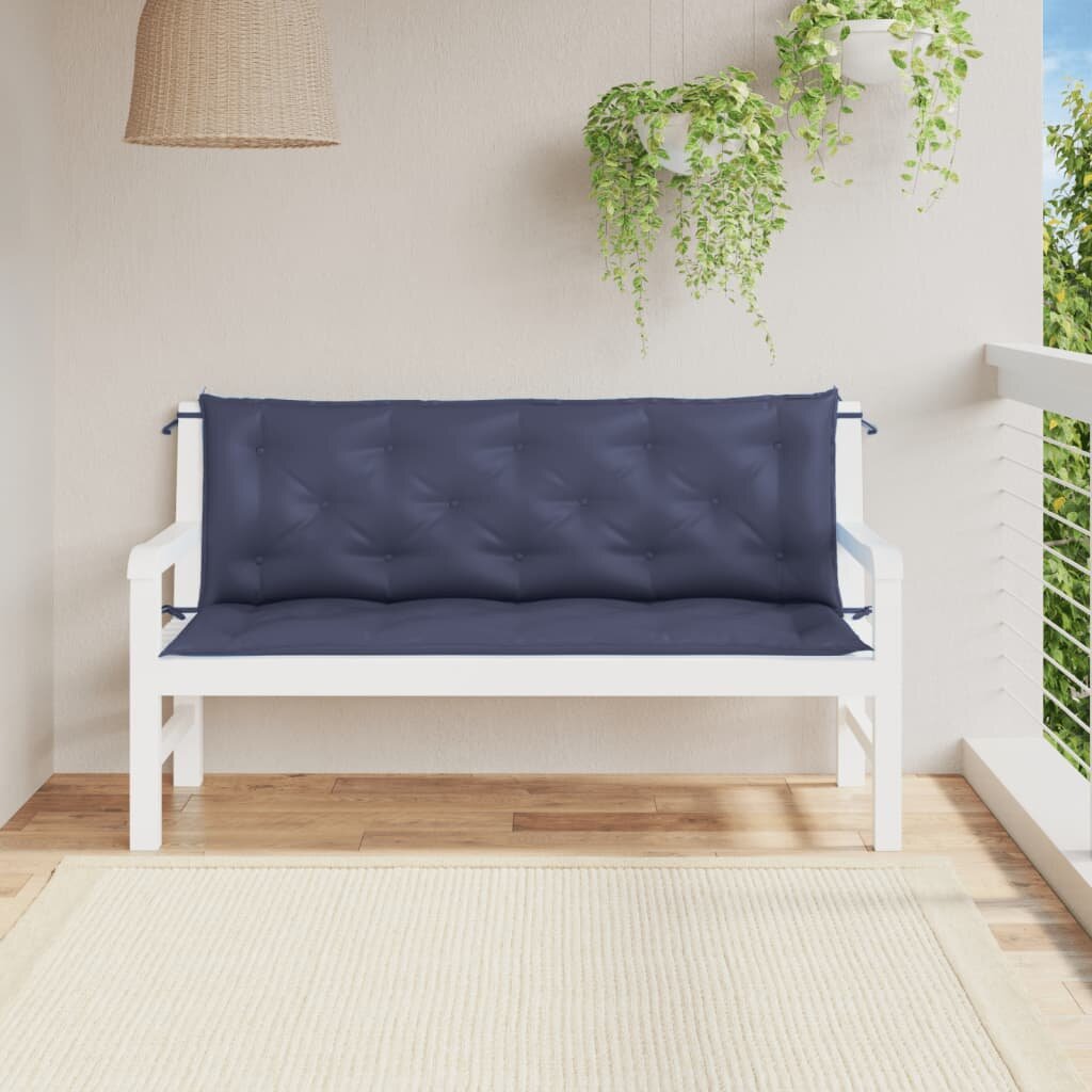 vidaXL Възглавници за градински пейки 2 бр нейви син 150x50x7 см плат
