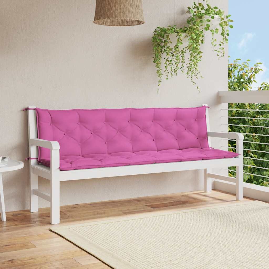 vidaXL Възглавници за градински пейки 2 бр розови 200x50x7 см плат