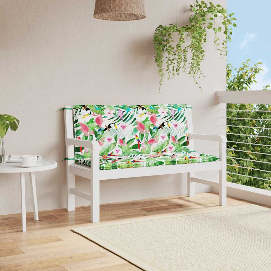 vidaXL Възглавници за градински пейки 2 бр шарени 120x50x7 см плат