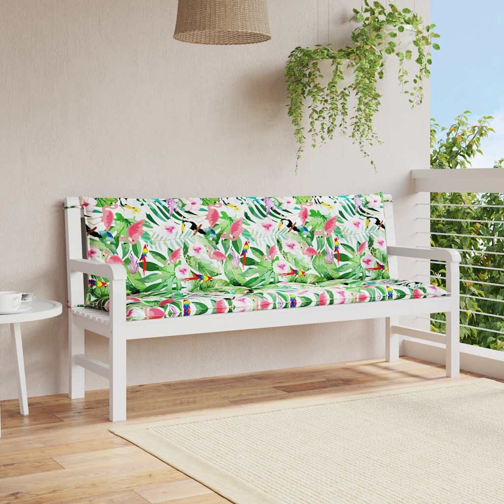 vidaXL Възглавници за градински пейки 2 бр шарени 150x50x7 см плат
