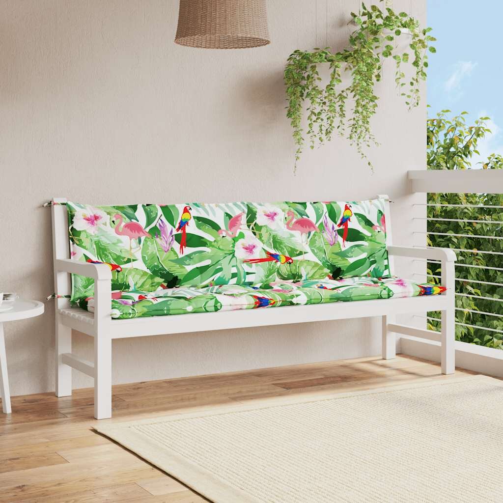 vidaXL Възглавници за градински пейки 2 бр шарени 200x50x7 см плат