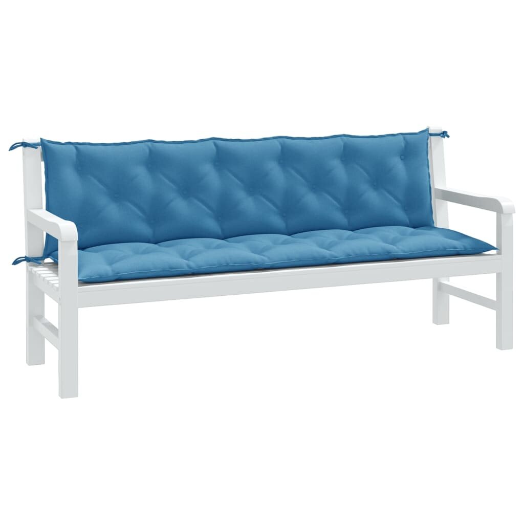 vidaXL Възглавници за градински пейки 2 бр сини 180x50x7 см плат