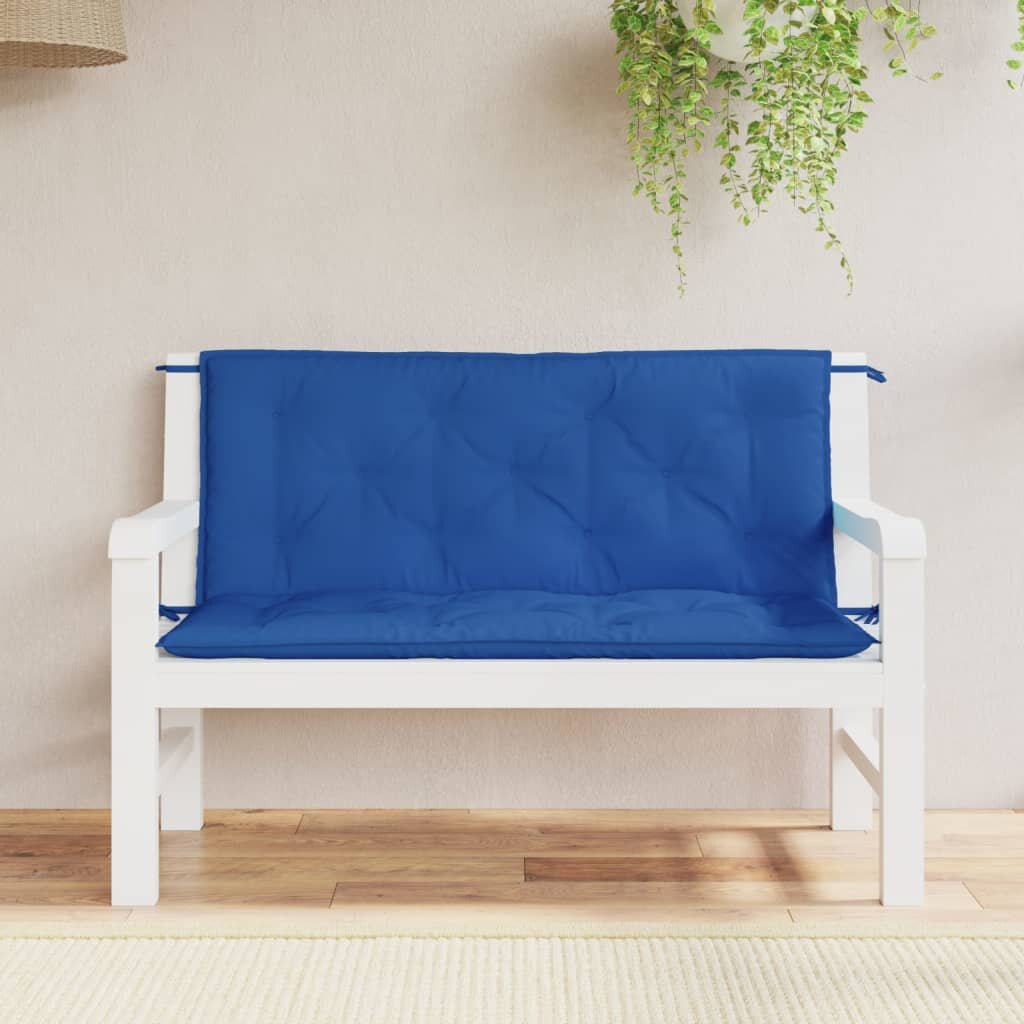 vidaXL Възглавници за градински пейки 2 бр синьо 120x50x7 см плат