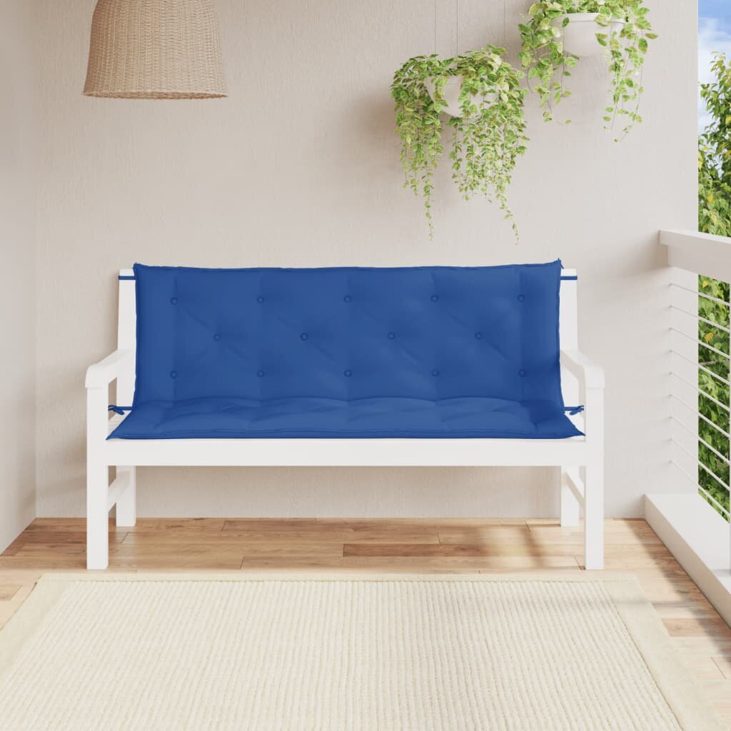 vidaXL Възглавници за градински пейки 2 бр синьо 150x50x7 см плат
