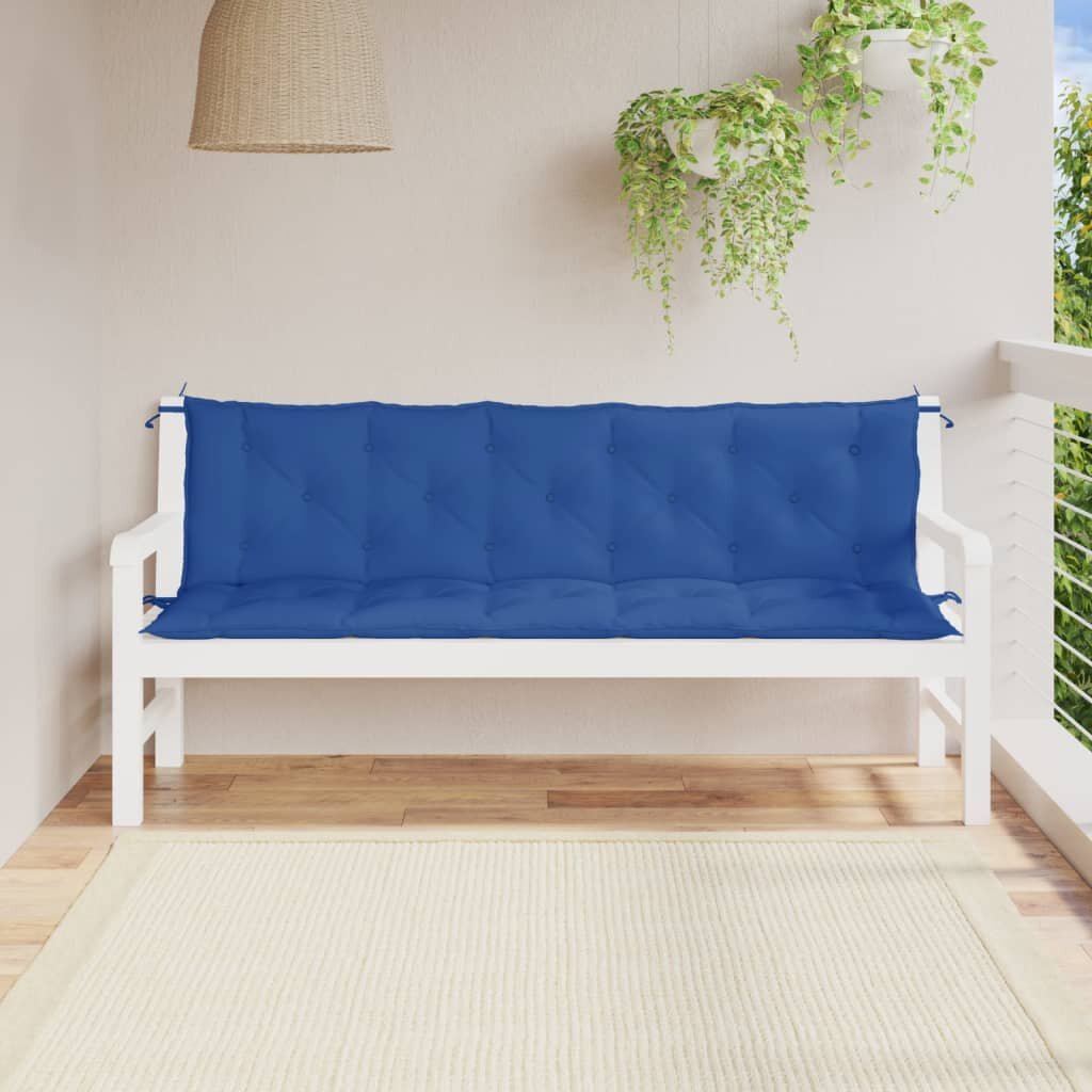 vidaXL Възглавници за градински пейки 2 бр синьо 180x50x7 см плат