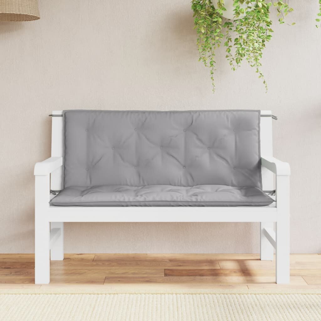 vidaXL Възглавници за градински пейки 2 бр Сиво 120x50x7 см плат