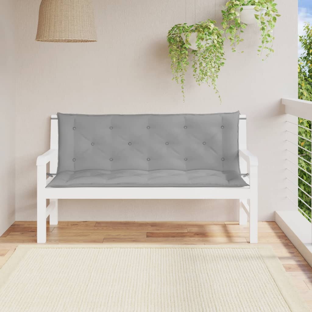 vidaXL Възглавници за градински пейки 2 бр Сиво 150x50x7 см плат