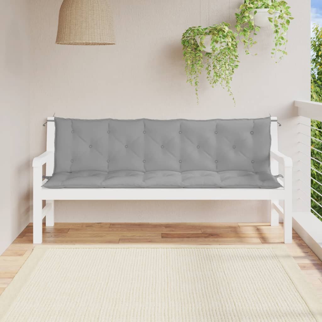 vidaXL Възглавници за градински пейки 2 бр Сиво 180x50x7 см плат