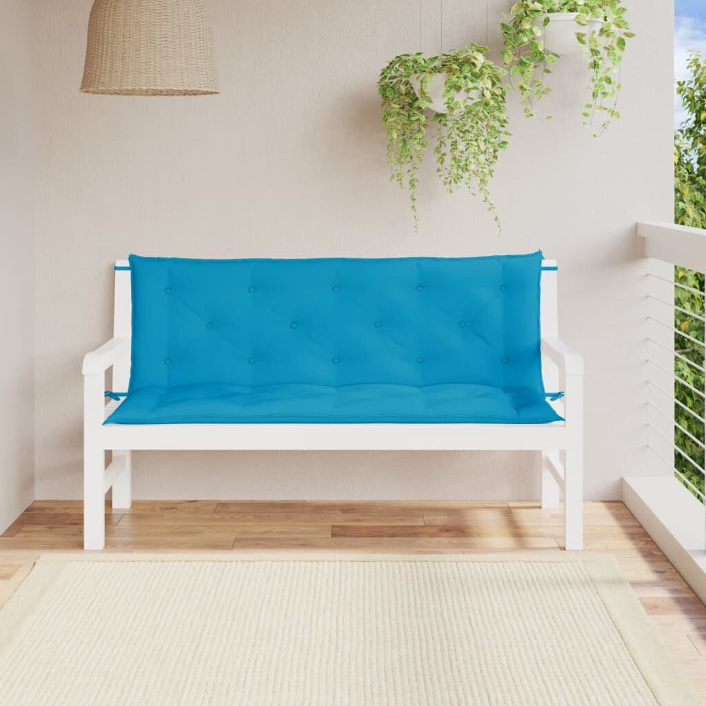 vidaXL Възглавници за градински пейки 2 бр Светлосин 150x50x7 см плат