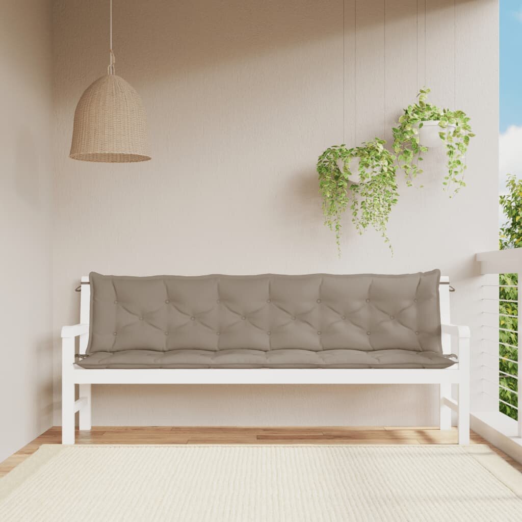 vidaXL Възглавници за градински пейки 2 бр таупе 200x50x7 см плат
