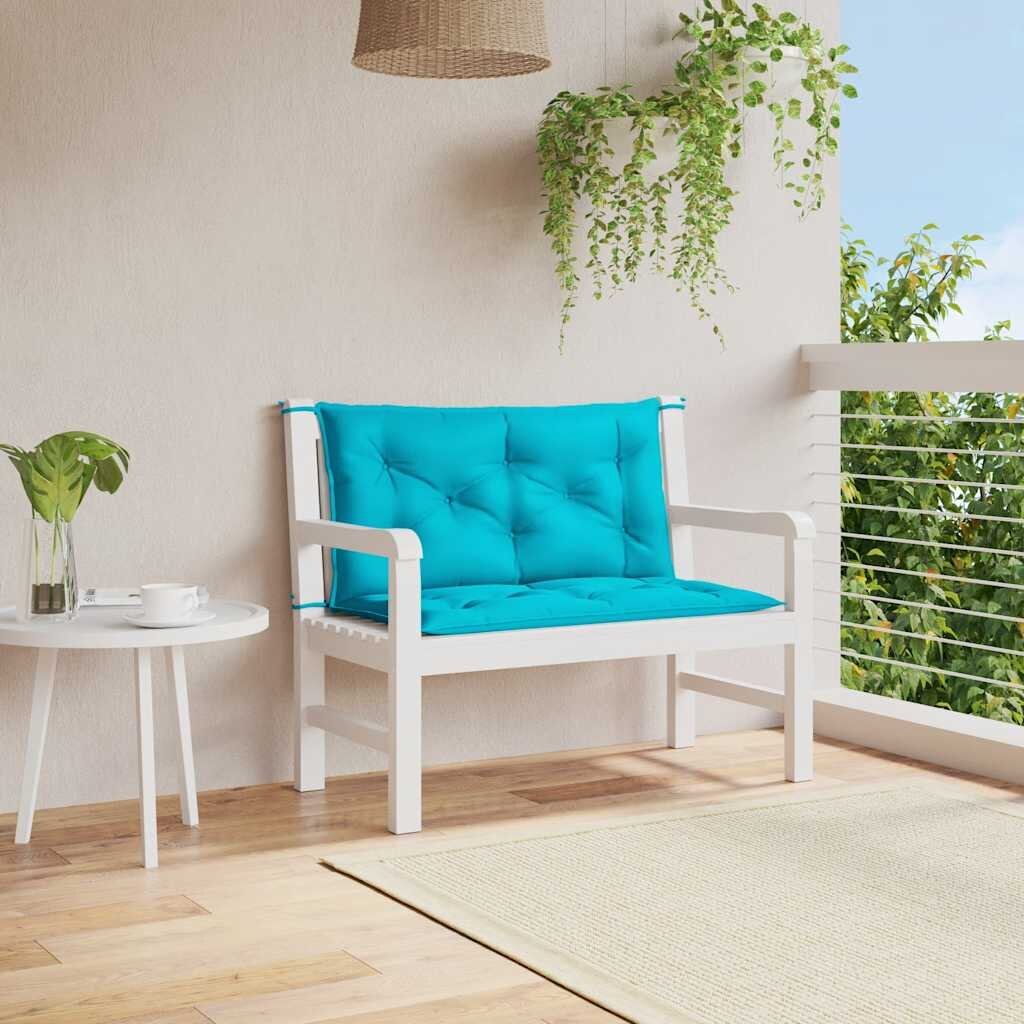 vidaXL Възглавници за градински пейки 2 бр тюркоаз 100x50x7 см плат