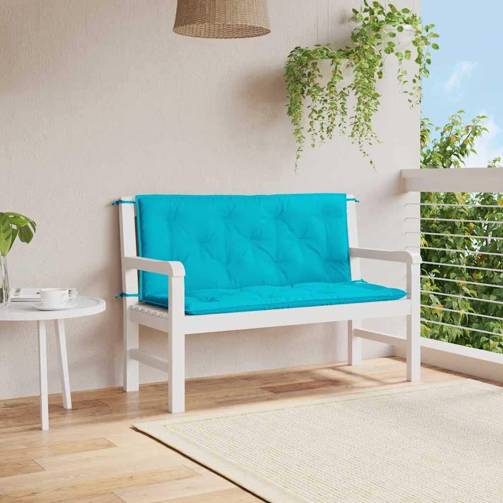 vidaXL Възглавници за градински пейки 2 бр тюркоаз 120x50x7 см плат