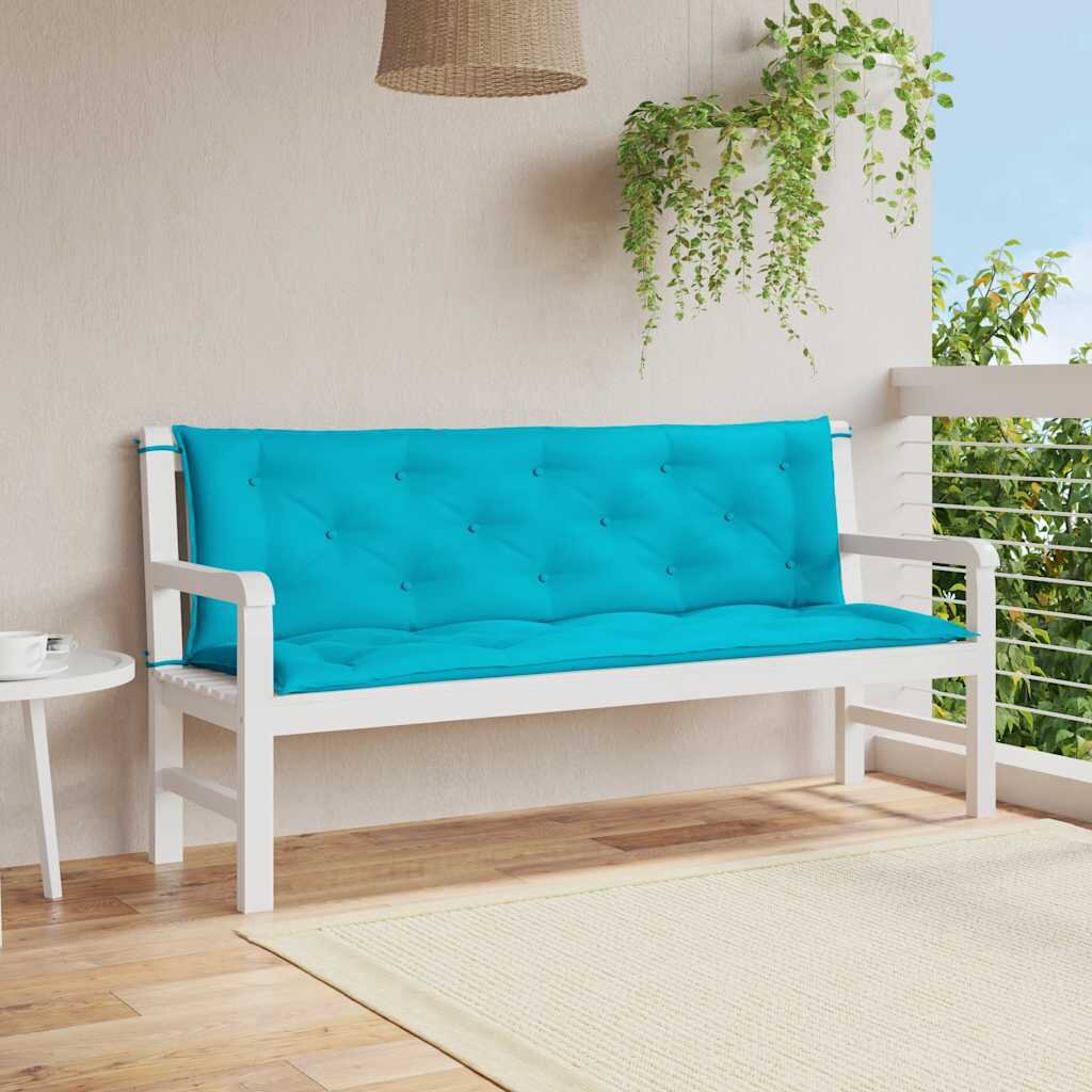 vidaXL Възглавници за градински пейки 2 бр тюркоаз 150x50x7 см плат
