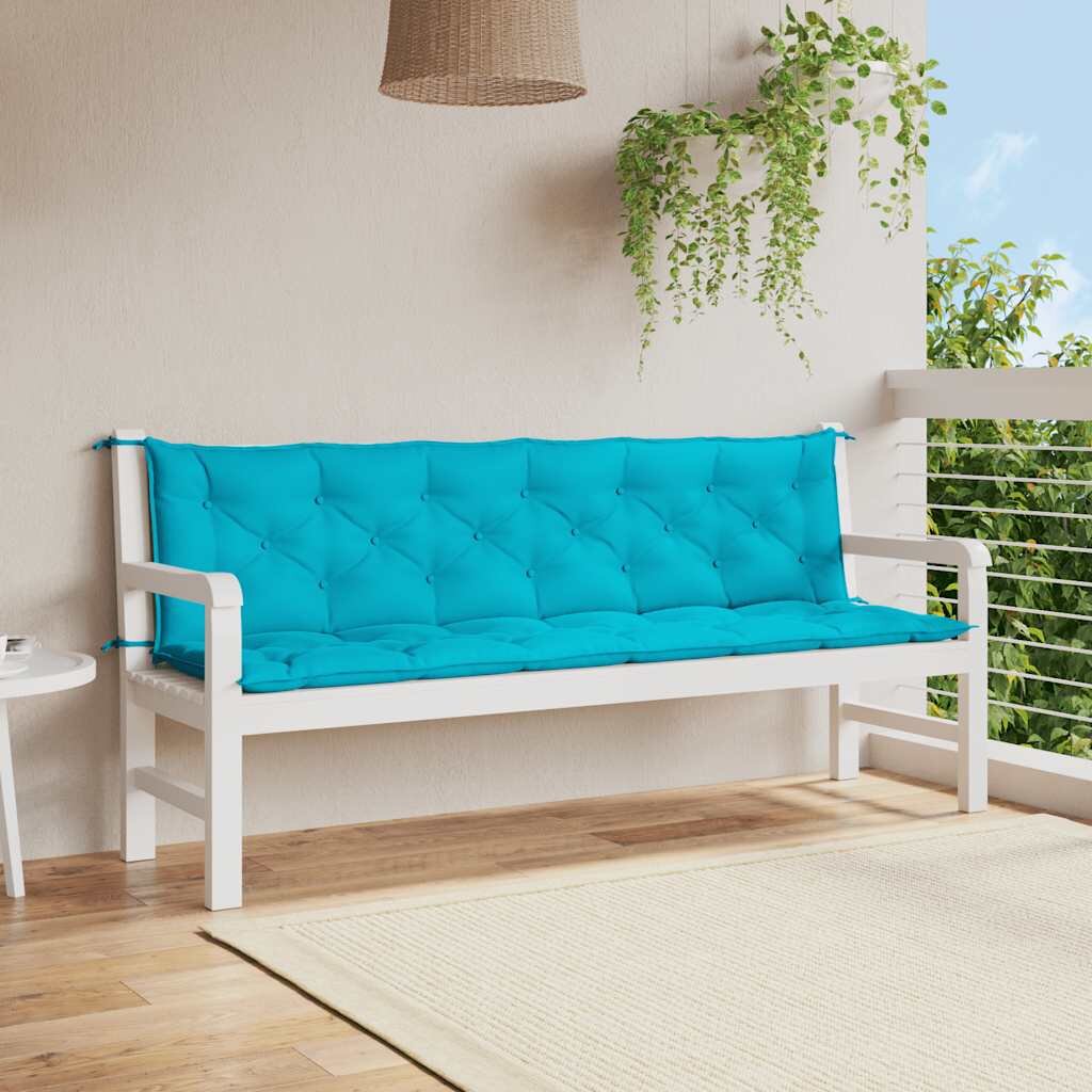 vidaXL Възглавници за градински пейки 2 бр тюркоаз 200x50x7 см плат