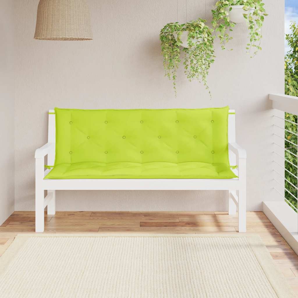 vidaXL Възглавници за градински пейки 2 бр Яркозелени 150x50x7 см плат