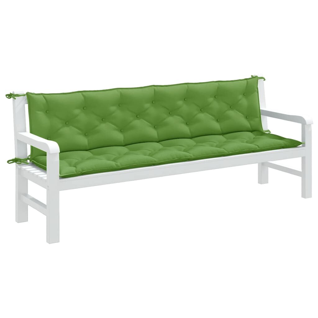 vidaXL Възглавници за градински пейки 2 бр зелени 200x50x7 см плат