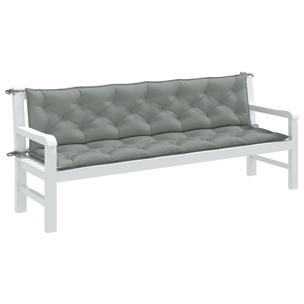 vidaXL Възглавници за градински пейки 2бр меланж светлосиви 200x50x7см