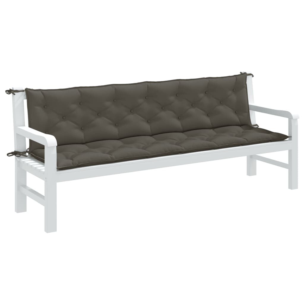 vidaXL Възглавници за градински пейки 2бр меланж тъмносиви 200x50x7 см