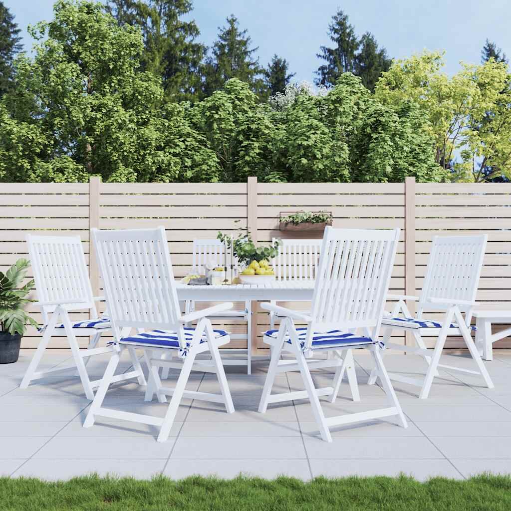 vidaXL Възглавници за градински стол 6 бр синьо и бяло 50x50x3 см плат